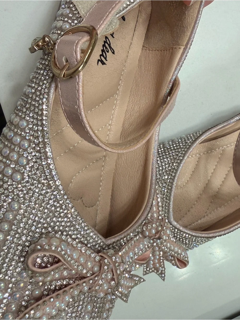 Doe a Dear Embellished Pink Pearl Bow Flats - Unbranded